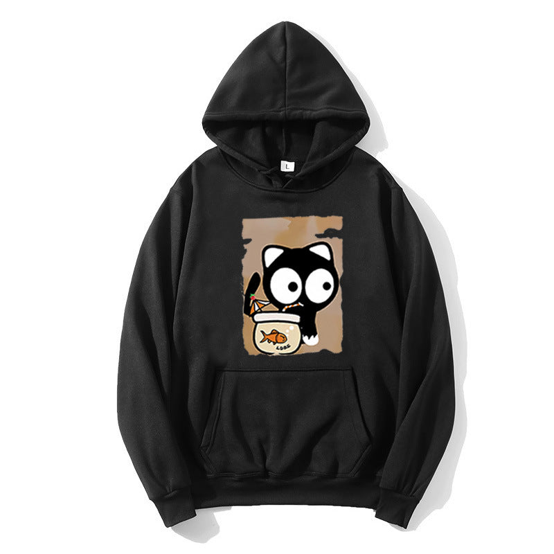 Kvinders hætte sweatshirt med sødt katte design Skovae