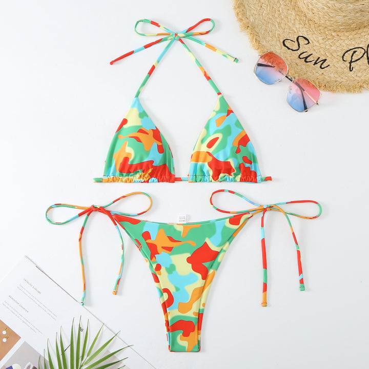 Femme Vibrant Print String Bikini Sæt Stilla