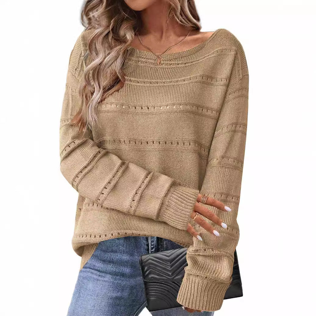Kvinders strikkede sweater med luftig struktur og løstsiddende design Stilla