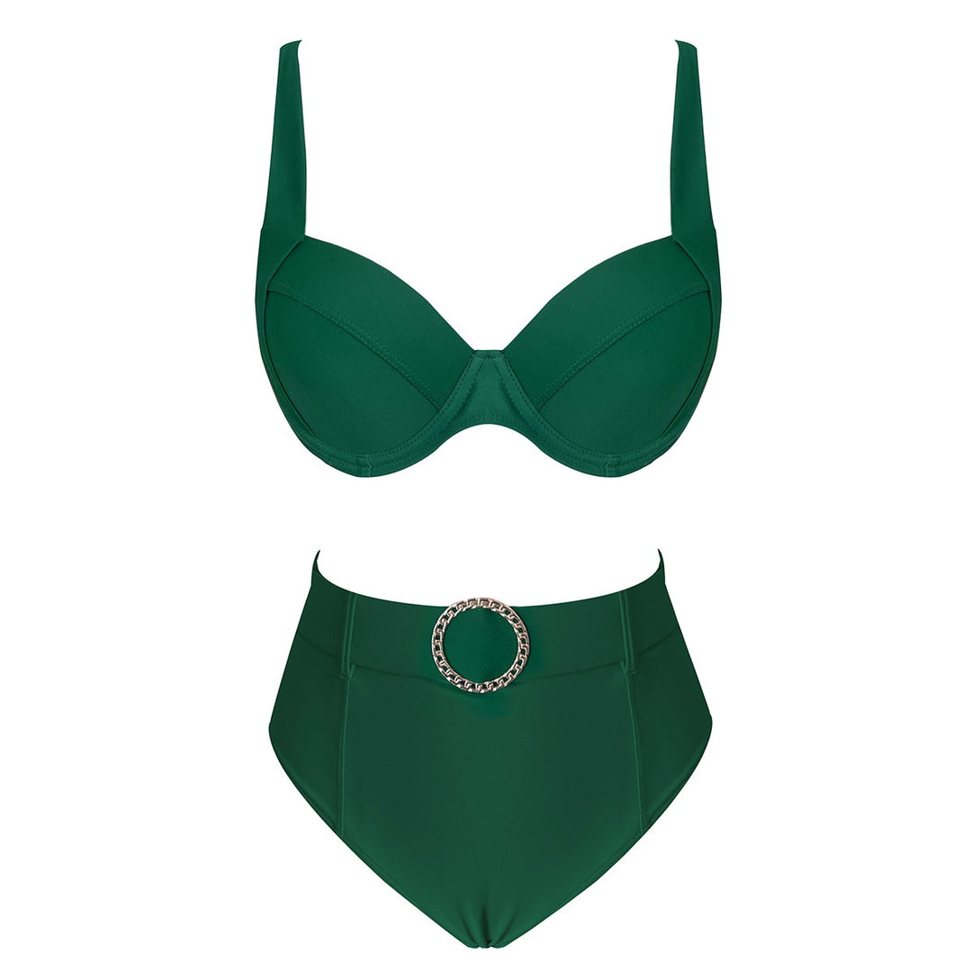 Dame Bikini med elegant højtaljet snit og dekoreret bælte Stilla