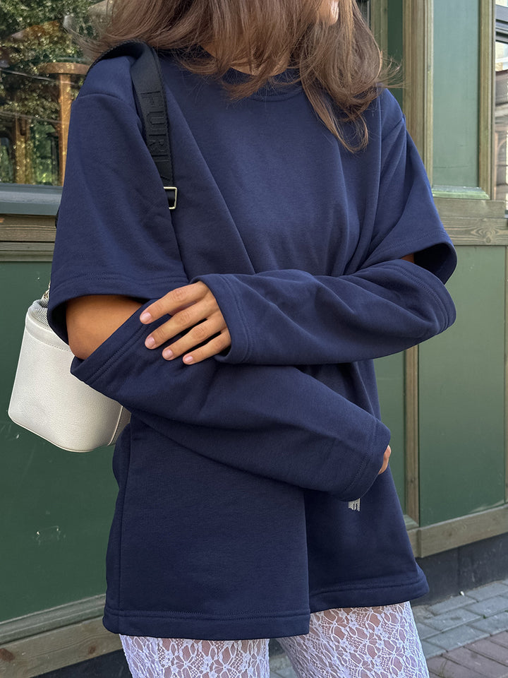 Dame Behagelig Oversized Pullover med splitærmer Stilla