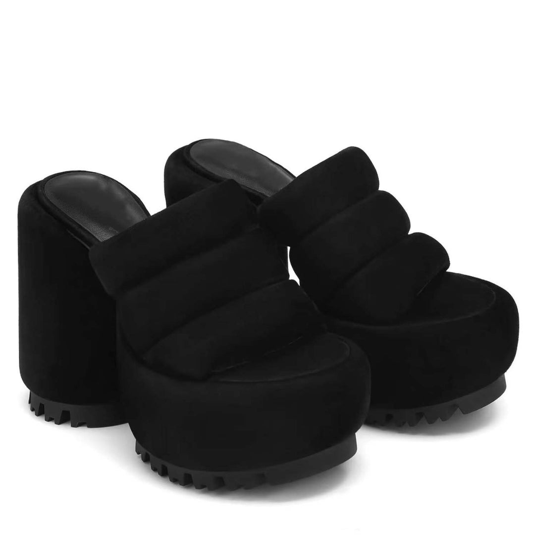 Femme Chunky Platform Slide Sandaler med polstrede remme Stilla