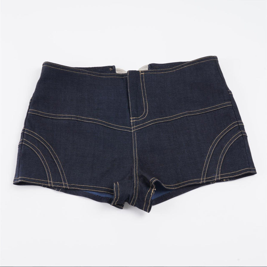 Dame denimshorts med høj talje og stilfuld pasform Skovae
