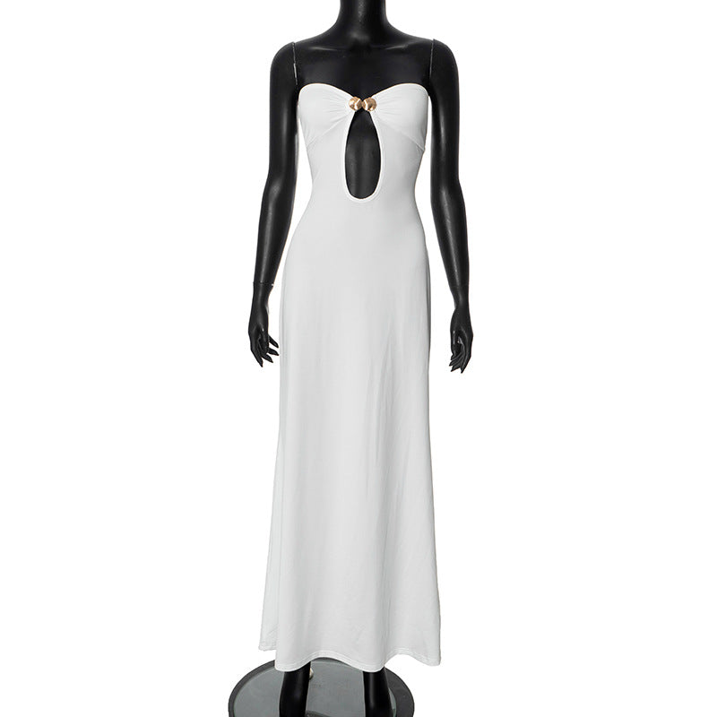 Femme Elegant Nøgle-Hul Maxi Kjole Stilla