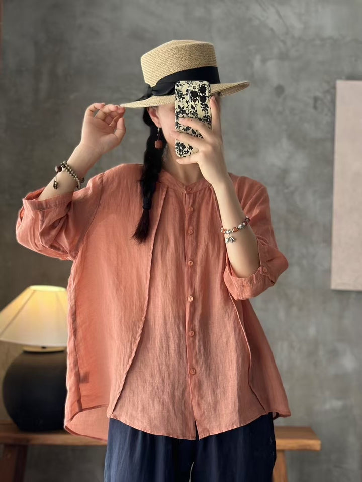 Femme Letvægts Button-Up Linnedæksel Stilla