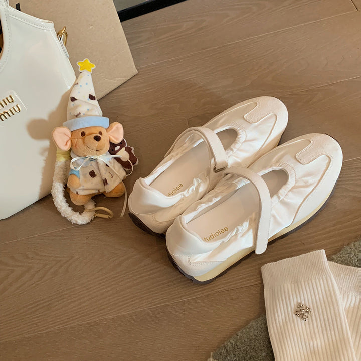Dame Læder Ballerina Flats med Perlemorsdetalje Stilla