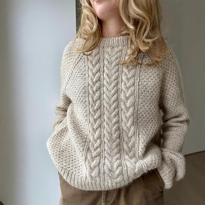 Damer Elegant strikpullover med dekorativt fletmønster og afslappet pasform Stilla