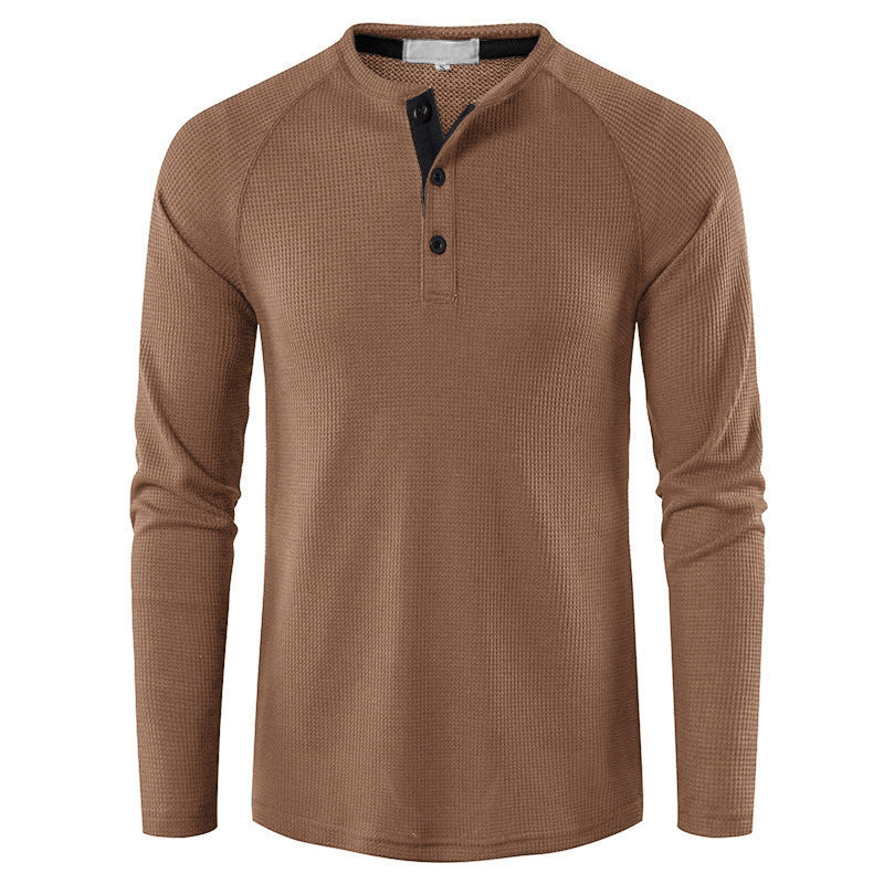 Herrer Langærmet Henley Skjorte med struktureret Design Stilla
