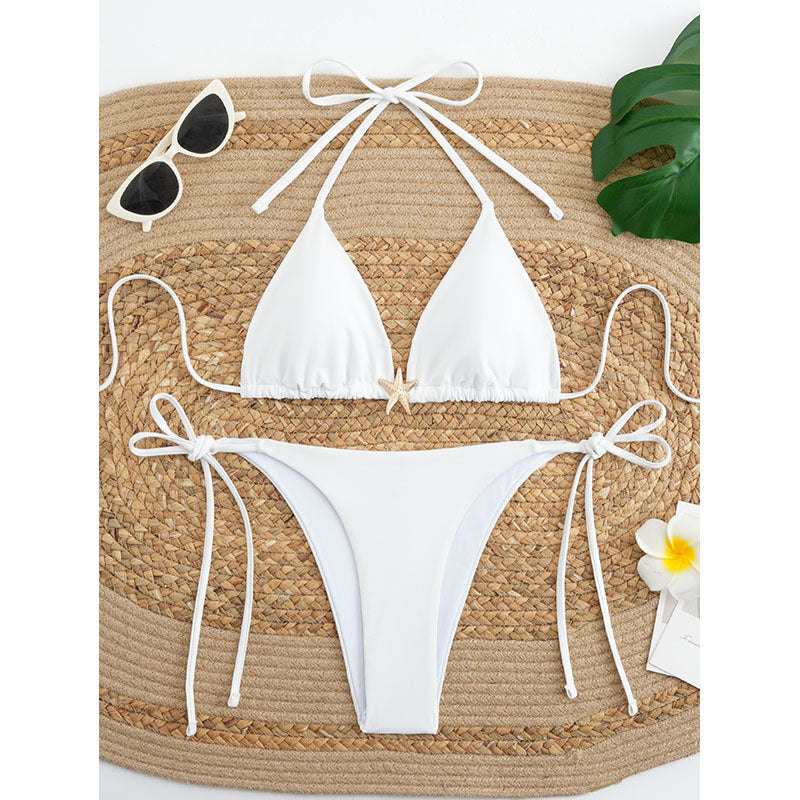 Dame triangel-bikini med elegante bindedetaljer Skovae