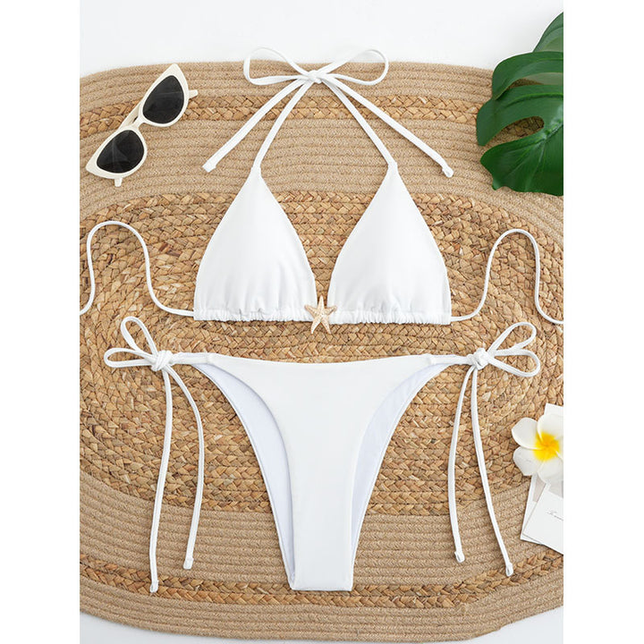 Dame triangel-bikini med elegante bindedetaljer Skovae