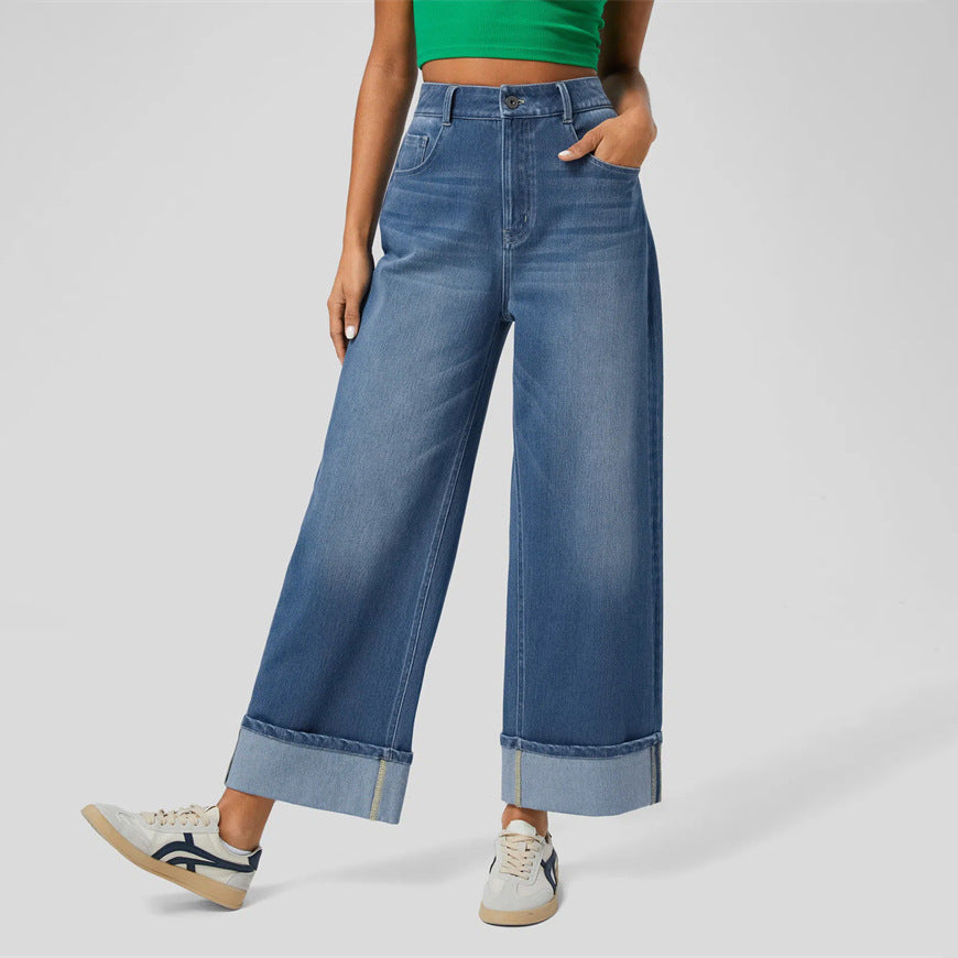 Damer Løst skåret jeans med høj talje og frynset kant Stilla