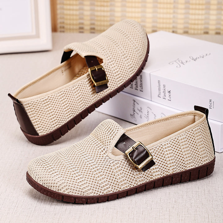 Dame Åndbare Slip-On Mokkasiner med Fashionable Rem Stilla