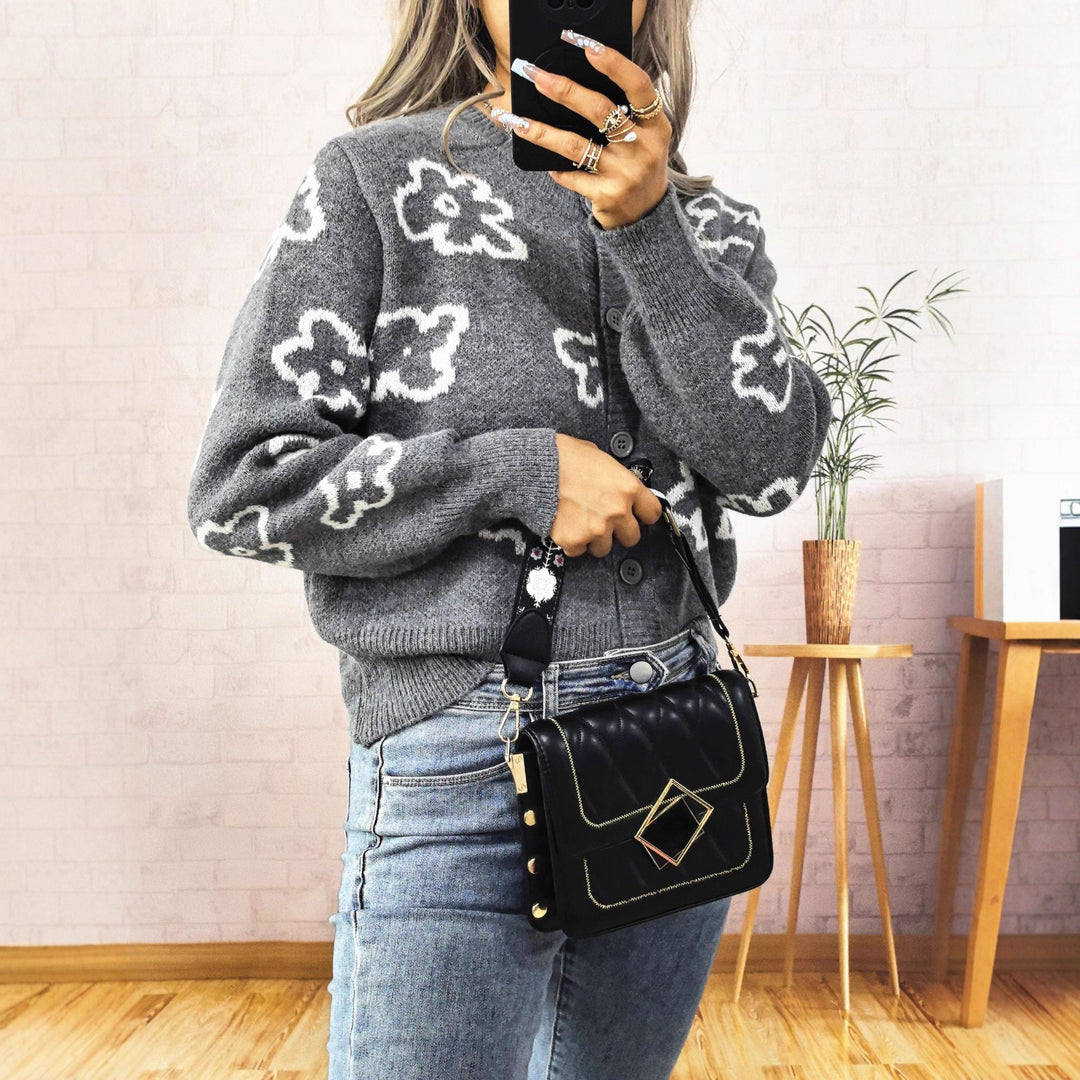 Damer komfortabel cardigan med blomsterdesign Stilla
