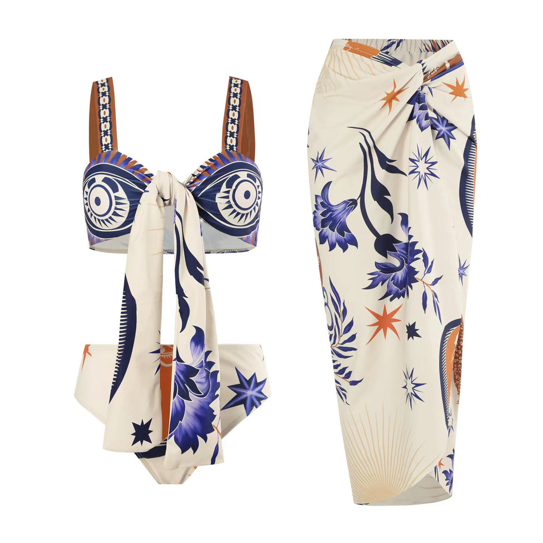Dame badedragt sæt med fashionable indpakningsskørt og trendy bandeau-top Stilla