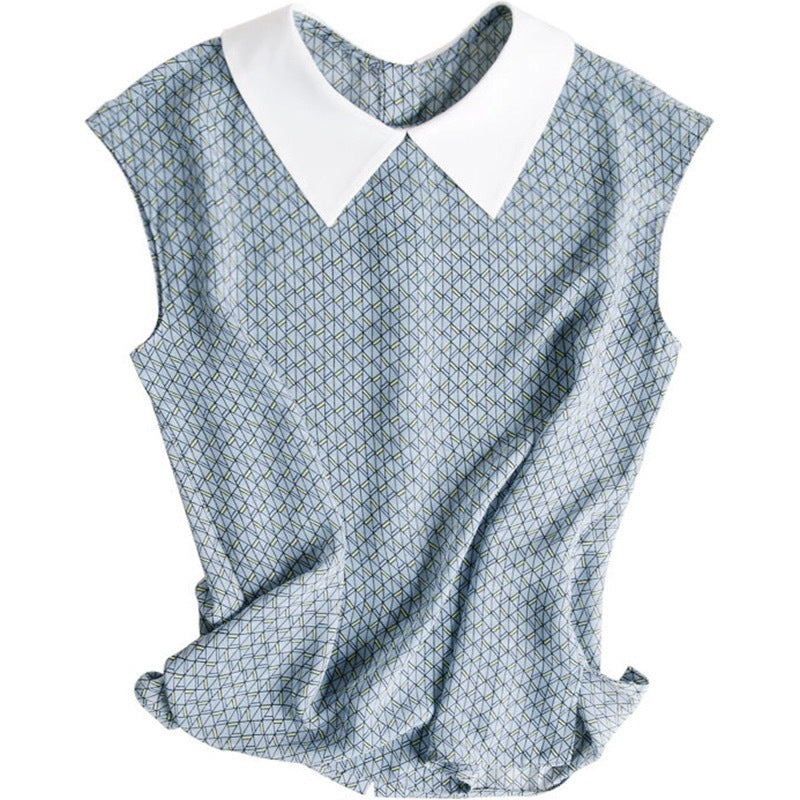 Dame Blusenshirt med kravefokuseret design og fint mønster Stilla