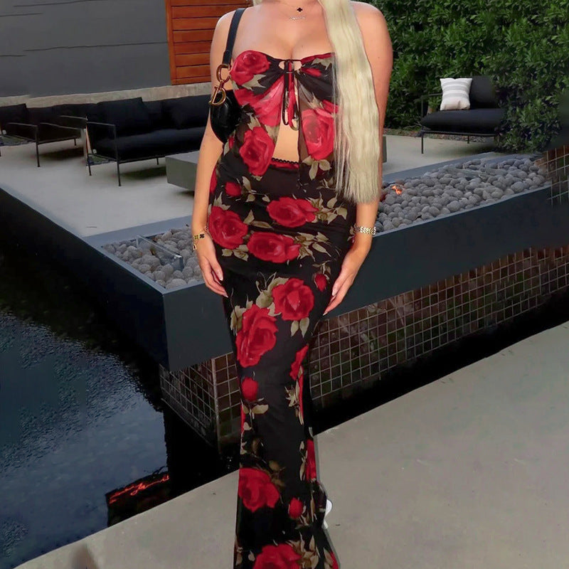 Dame romantisk blomsterkjole Maxi Stilla