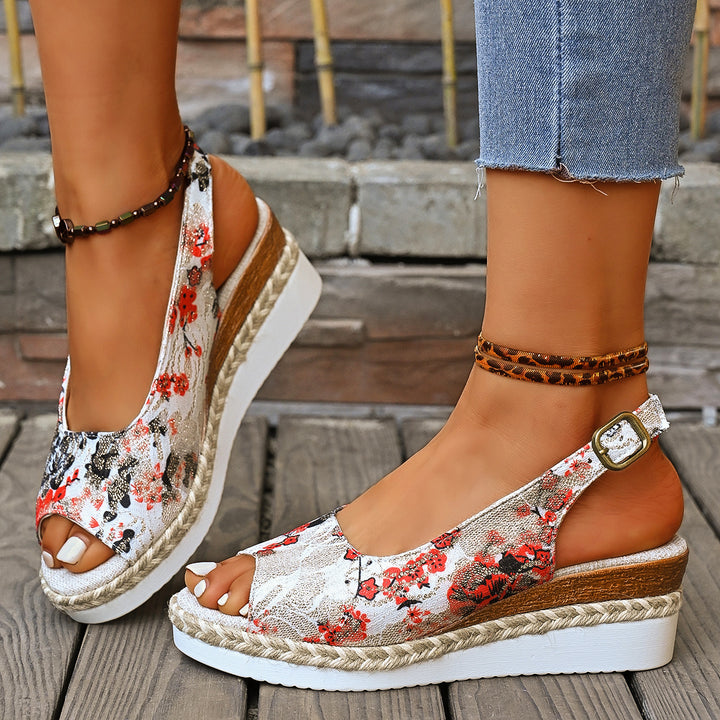 Dame Wedge-sandaler med floralt design og komfortabel fodsengsdesign Stilla