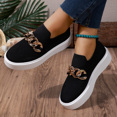 Dame Sneakers med fashionable metal kæde applikationer og komfortabel gummisål Stilla