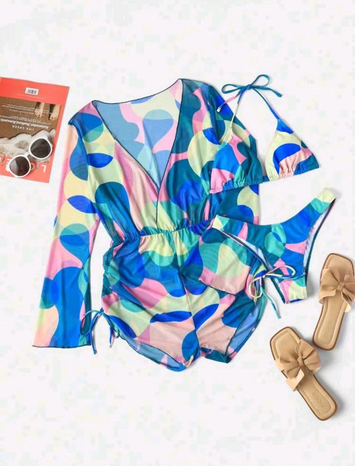 Damel Wrap-swimwear med lange ærmer og moderne mønster Skovae