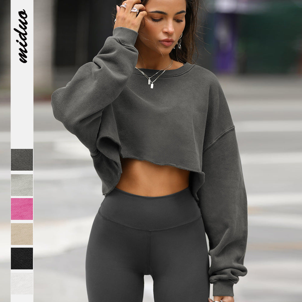 Dame cropped Sweatshirt med brede ærmer Stilla