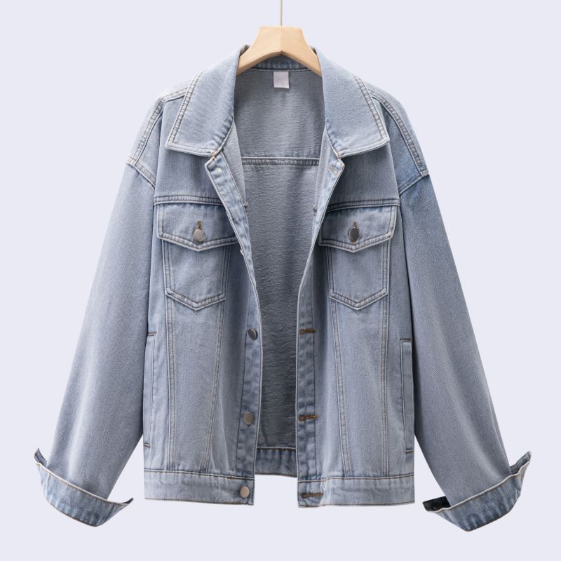 Kvinders afslappede denimjakke i moderne oversized snit med brystlommer Stilla