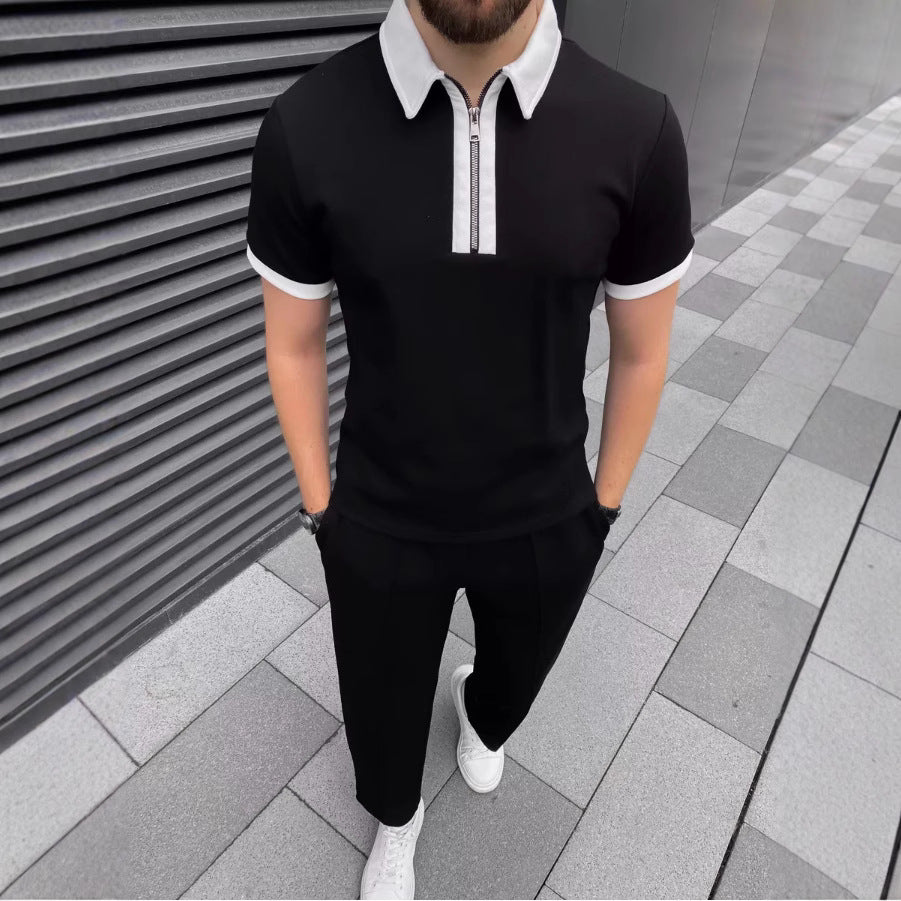 Herrer Modern Zip-Up Polo Sæt Stilla