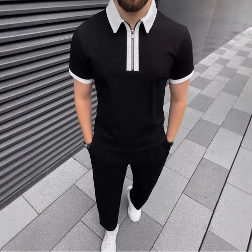 Herrer Modern Zip-Up Polo Sæt Stilla