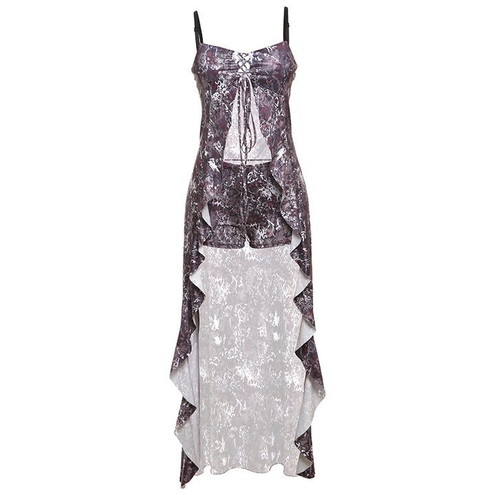 Damer Elegant Maxi-kjole med unikt splitdesign og raffinerede flæsedetaljer Skovae