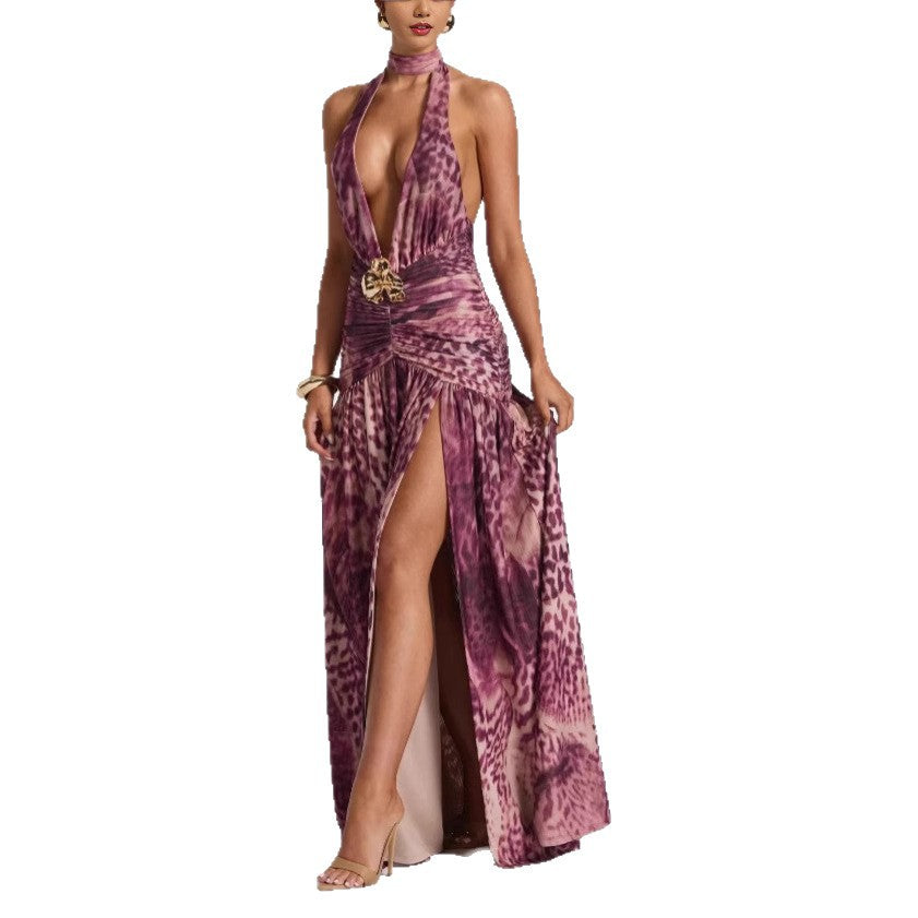 Femme Halter Neck High-Slit Aftenkjole Stilla