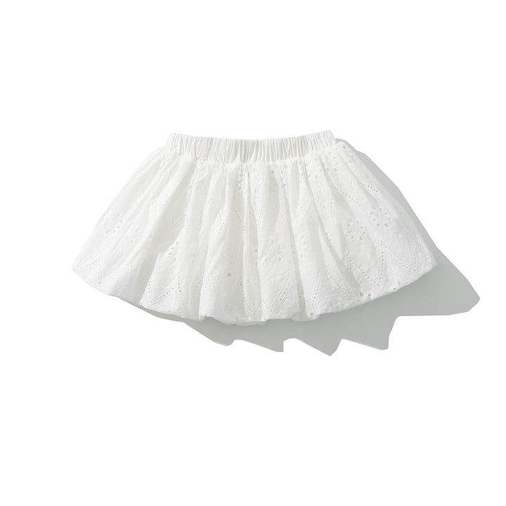 Dame Sommerlig Rynket nederdel med elastisk talje og gennembrudt design Stilla