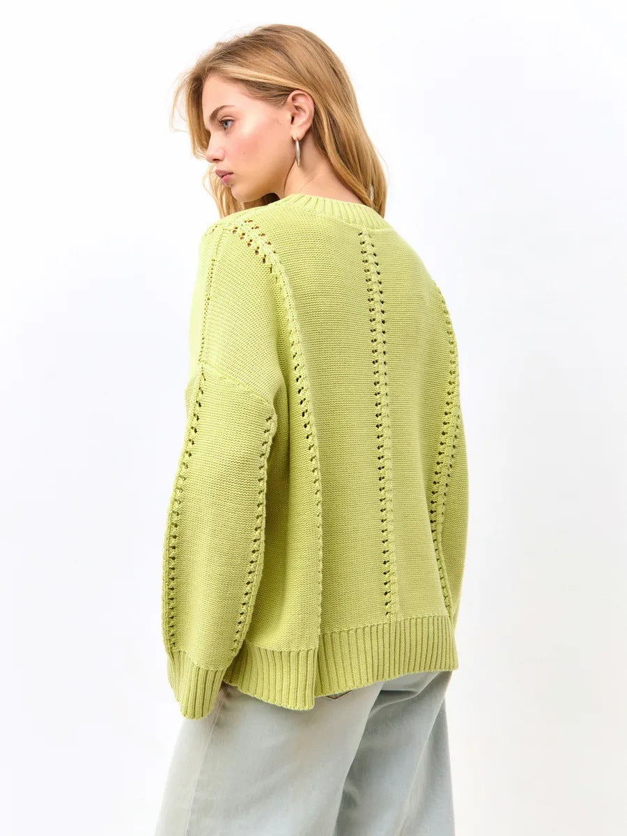 Kvindernes afslappede strikkede sweater med luftig struktur Stilla