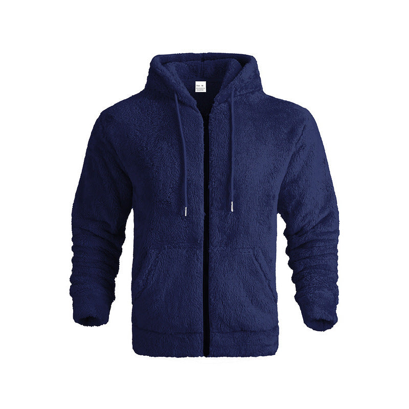 Herre hyggelig fleece-hoodie med praktiske sidelommer og justerbar snøre Stilla