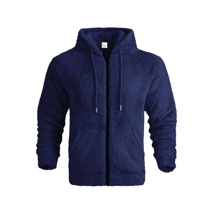 Herre hyggelig fleece-hoodie med praktiske sidelommer og justerbar snøre Stilla