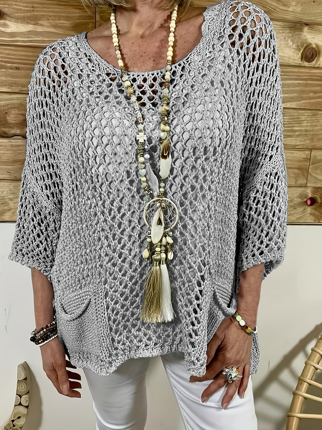 Femme Relaxed Fit Åben Strikpullover Stilla