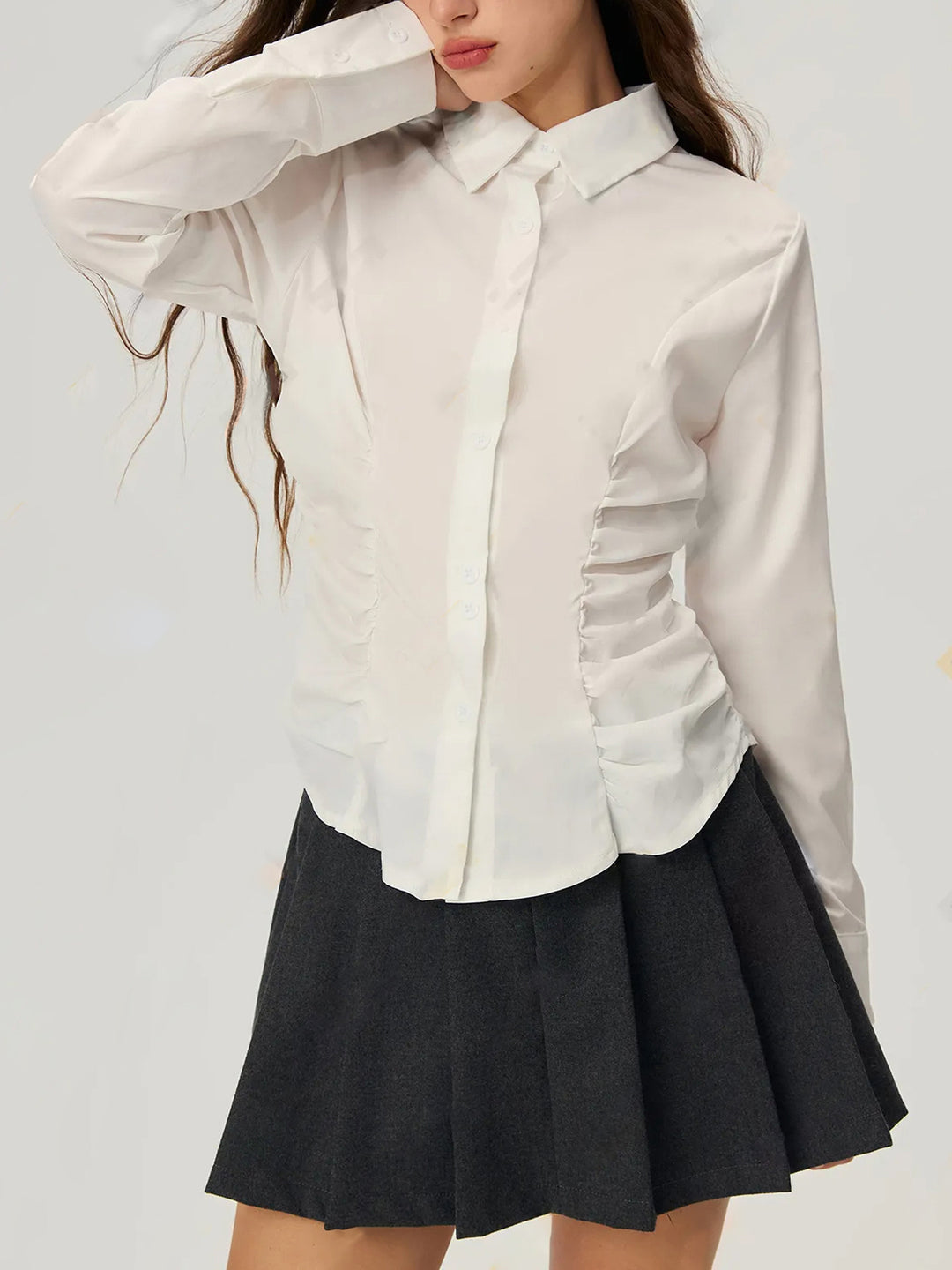 Damer elegant bluse med flæse detaljer Stilla