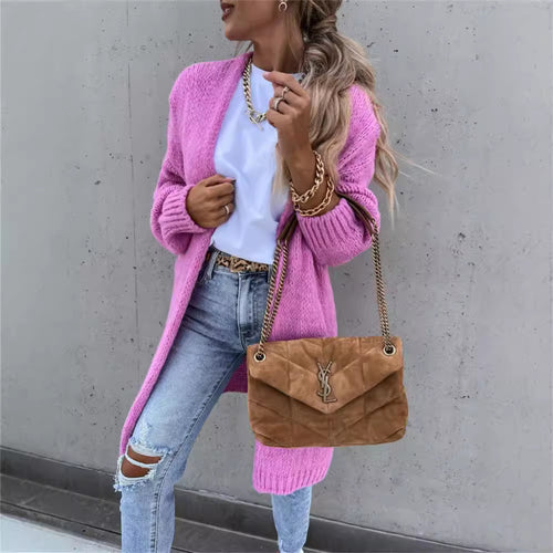 Kvinder chunky strik cardigan med oversized ærmer og fashionabelt design Stilla