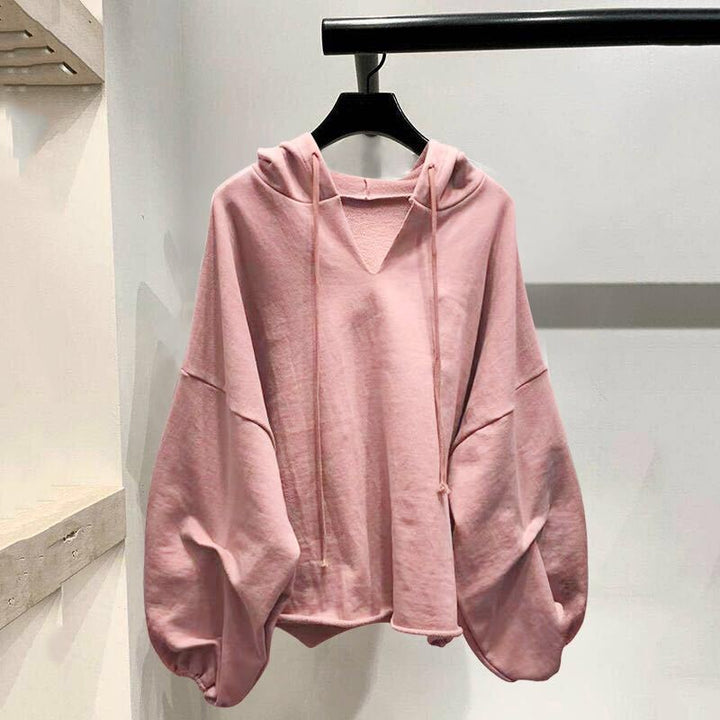 Femme Overstørrelse V-Udskæring Pullover Hoodie med brede ærmer Stilla