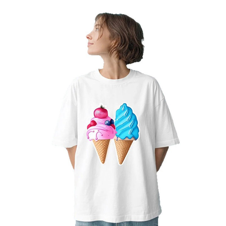 Dame T-shirt med kreativ isvaffel-design Stilla