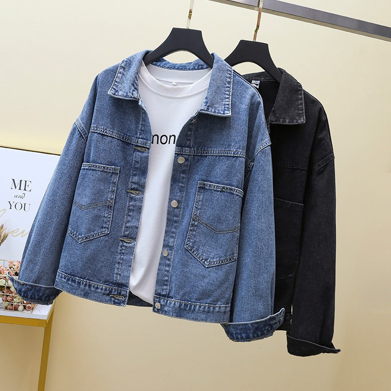 Dame denimjakke med store lommer Stilla