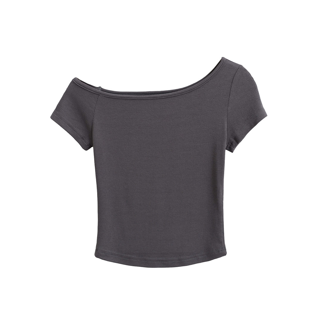 Dame afslappet top med off-shoulder design og struktureret stof Stilla