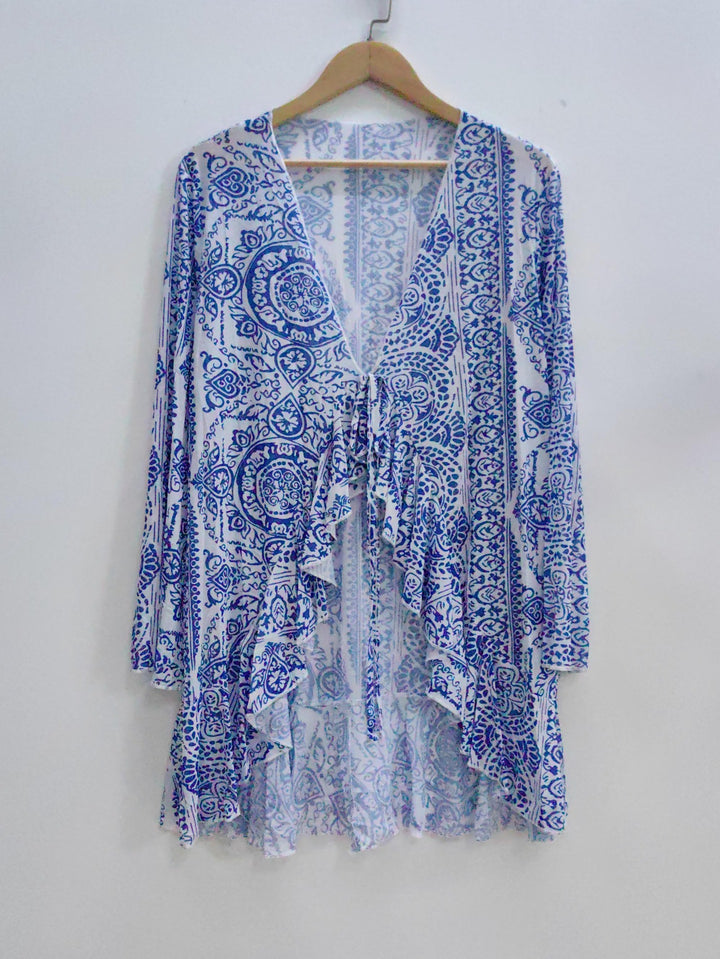Dame luftig strand kimono med blomstermønster Skovae