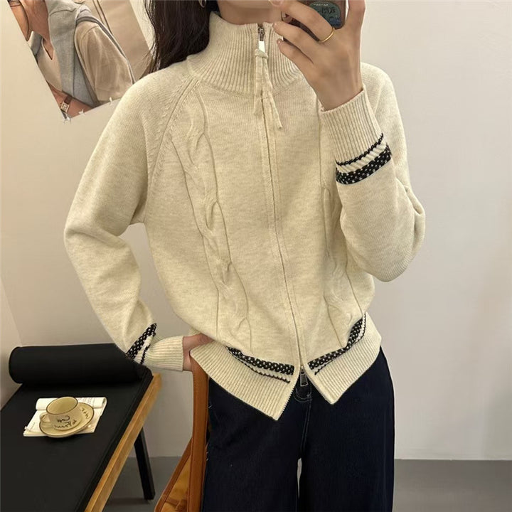 Kvinderne cardigan med elegant lynlås og tekstureret kabelmønster Stilla