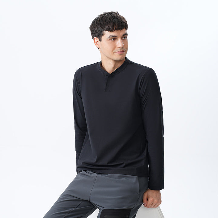 Herrer Sporty Langærmet T-shirt med funktionel krave Stilla