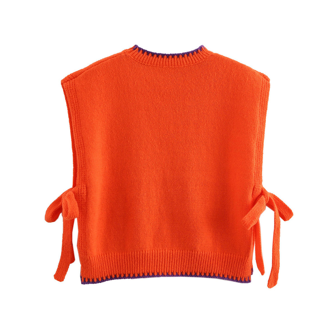 Dame Casual Strik Uden Ærmer Sweater med Justerbare Bånd Stilla