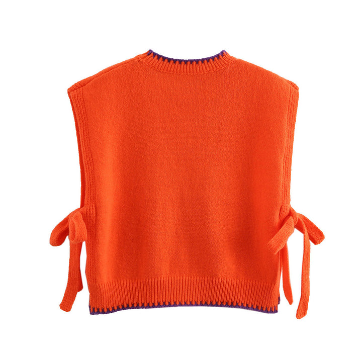 Dame Casual Strik Uden Ærmer Sweater med Justerbare Bånd Stilla