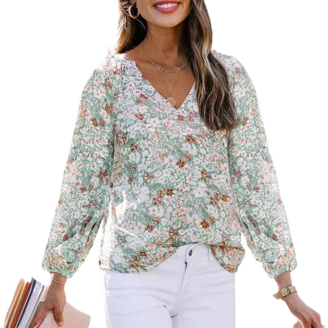 Dame blouse med blomstret design og bredt snit Stilla