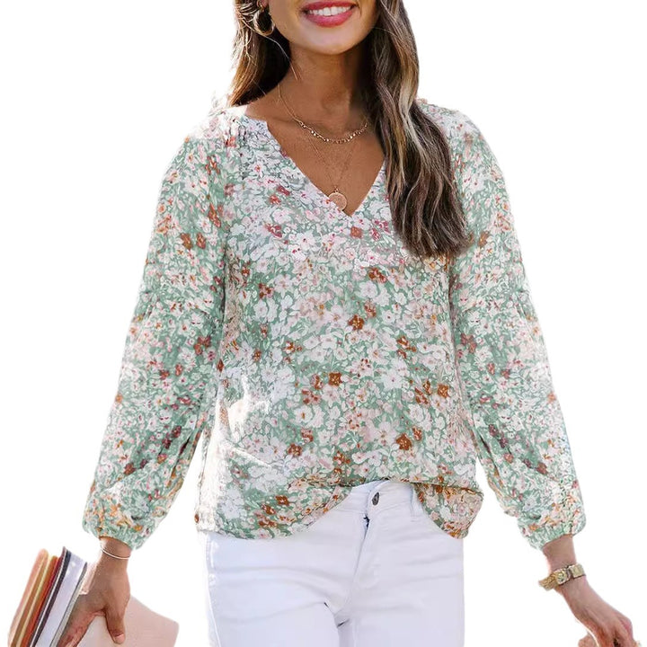 Dame blouse med blomstret design og bredt snit Stilla