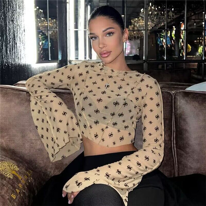 Dame Gennemsigtig Lange Ærmer Indpakningstop Stilla