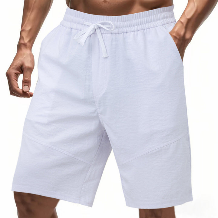 Herrer knælange linnedmix-shorts med elastisk snørelinning og sidelommer Skovae