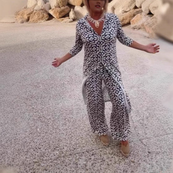 Dame maxikjole med asymmetrisk snit og elegant blomsterprint Stilla